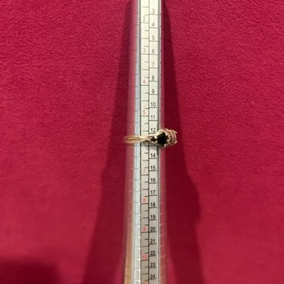 VTG 925 Sterling Black Onyx Marcasite RING - Picture 5 of 10